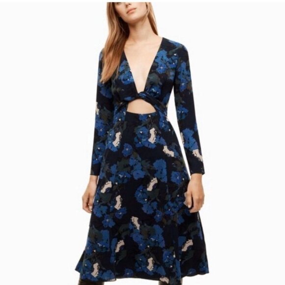 Aritzia Wilfred Black Aubagne Midi Dress Adjustable Wrap w/optional cutout 10 - Picture 7 of 16